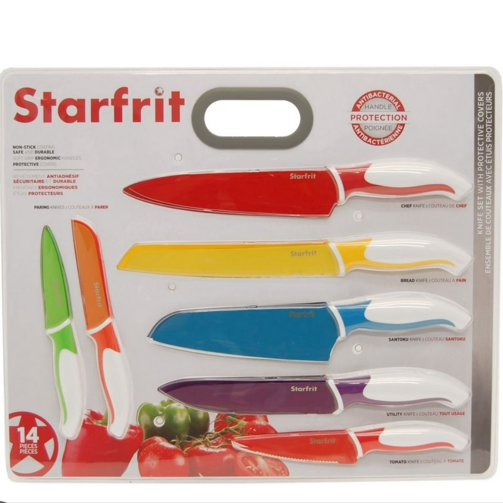 Starfrit 7 Piece Knife Set with Multicolor Blades